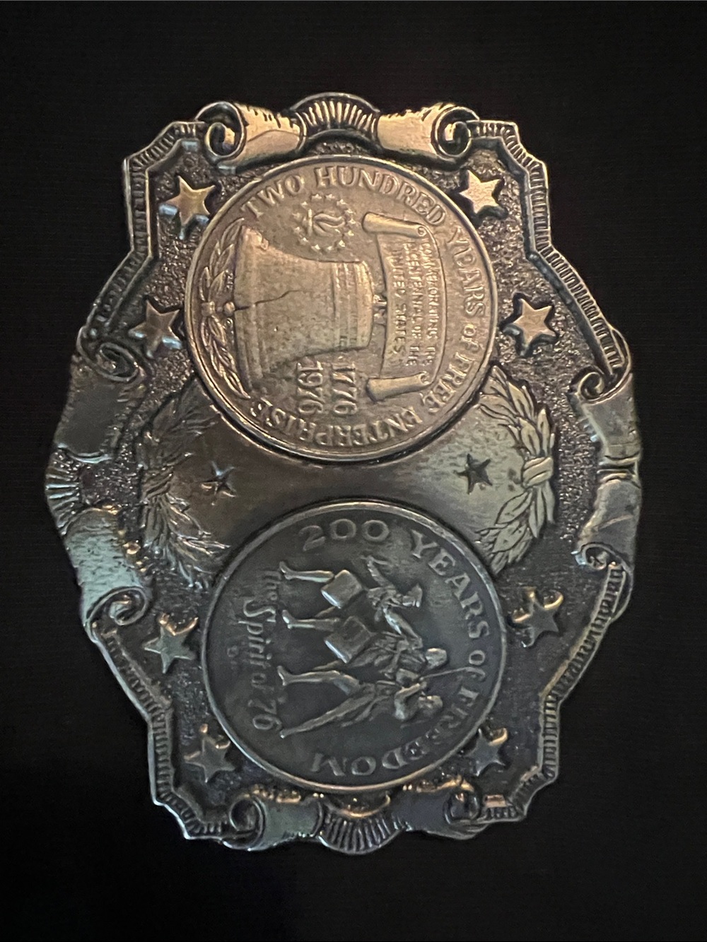 Vintage Silver-Tone Men’s Belt Buckle - Silver